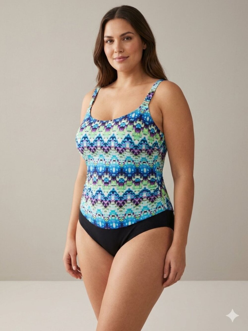 NWT Christina Women's One-Piece Swimsuit in Blue, Green Tankini Size:14D
